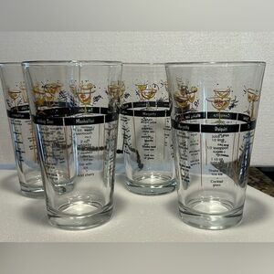 Vintage(4)Libbey Glass With 7 Mixed Cocktail Shaker Measurement Recipes Tumblers